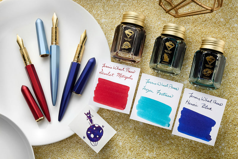 Ferris Wheel Press Superman Edition Marquise Fountain Pen & Ink Set - Fortress of Solitude
