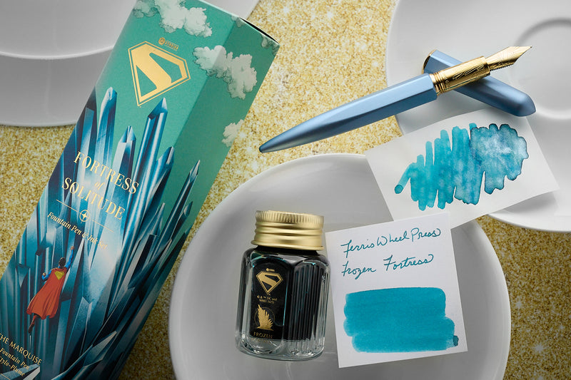 Ferris Wheel Press Superman Edition Marquise Fountain Pen & Ink Set - Fortress of Solitude