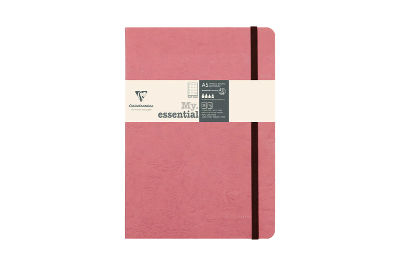 Clairefontaine Basic My Essential A5 Notebook - Rose, Dot Grid