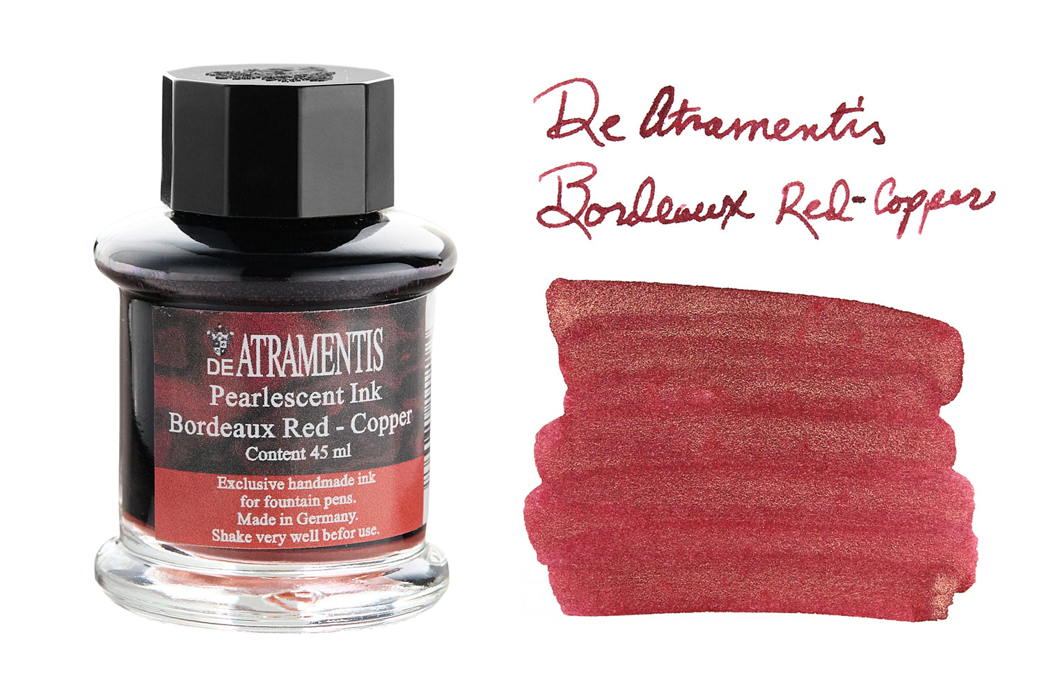 De Atramentis Pearlescent Bordeaux Red-Copper - 45ml Bottled Ink