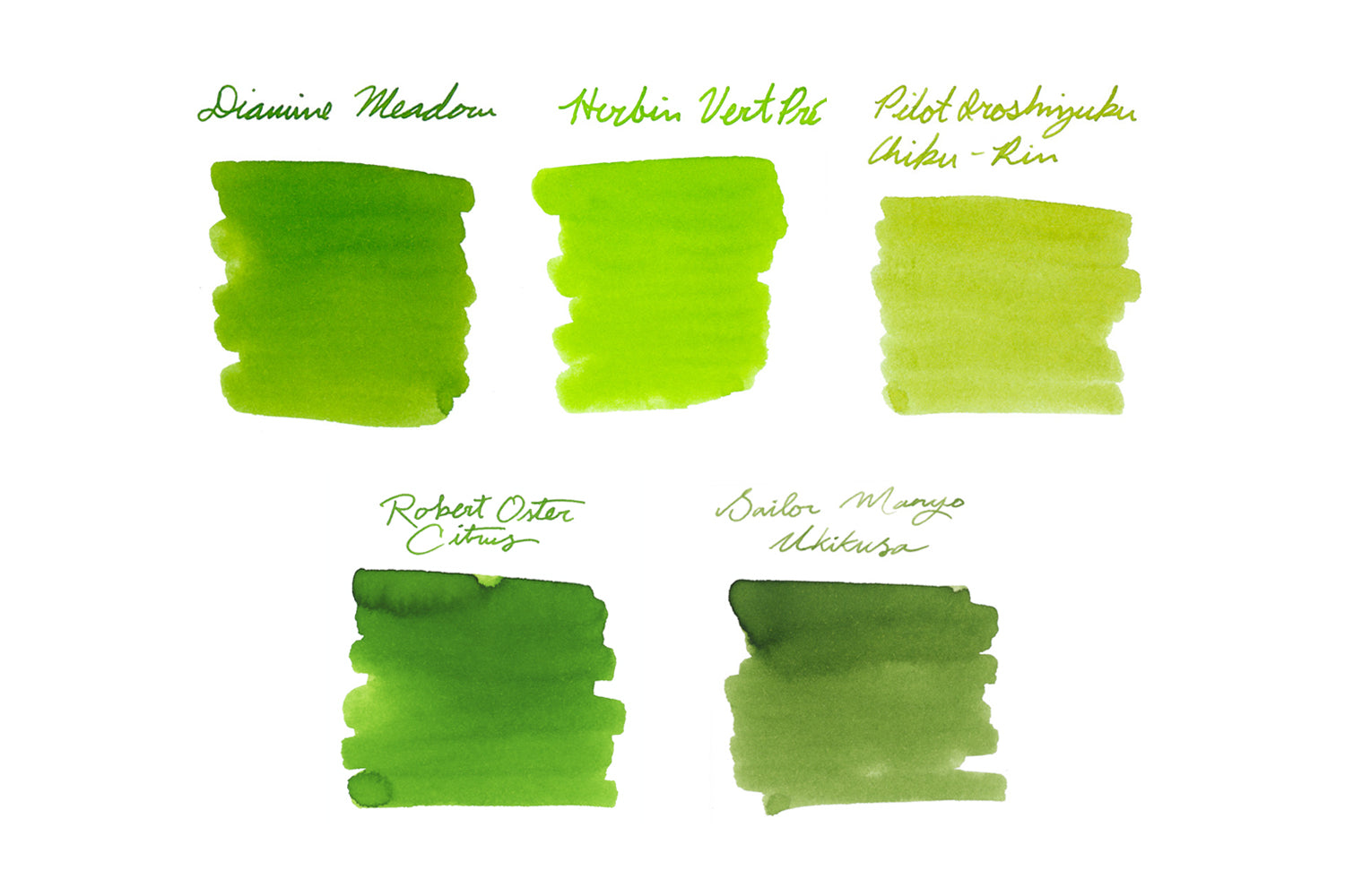 Bright & Light Green Ink Sample Set