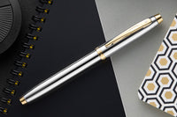 Sheaffer 100 Fountain Pen - Bright Chrome/Gold