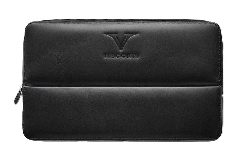 Visconti Leather 12 Pen Case - Black