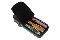 Visconti Leather 3 Pen Case - Black