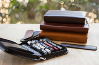 Aston Leather 10 Slot Pen Case - Cognac