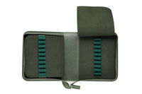 Galen Leather Zippered 40 Slot Pen Case - Crazy Horse Forest Green