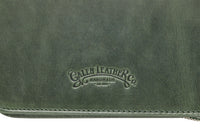 Galen Leather Zippered 40 Slot Pen Case - Crazy Horse Forest Green