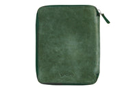 Galen Leather Zippered A5 Notebook Folio - Crazy Horse Forest Green