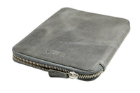 Galen Leather Zippered A5 Notebook Folio - Crazy Horse Smoky