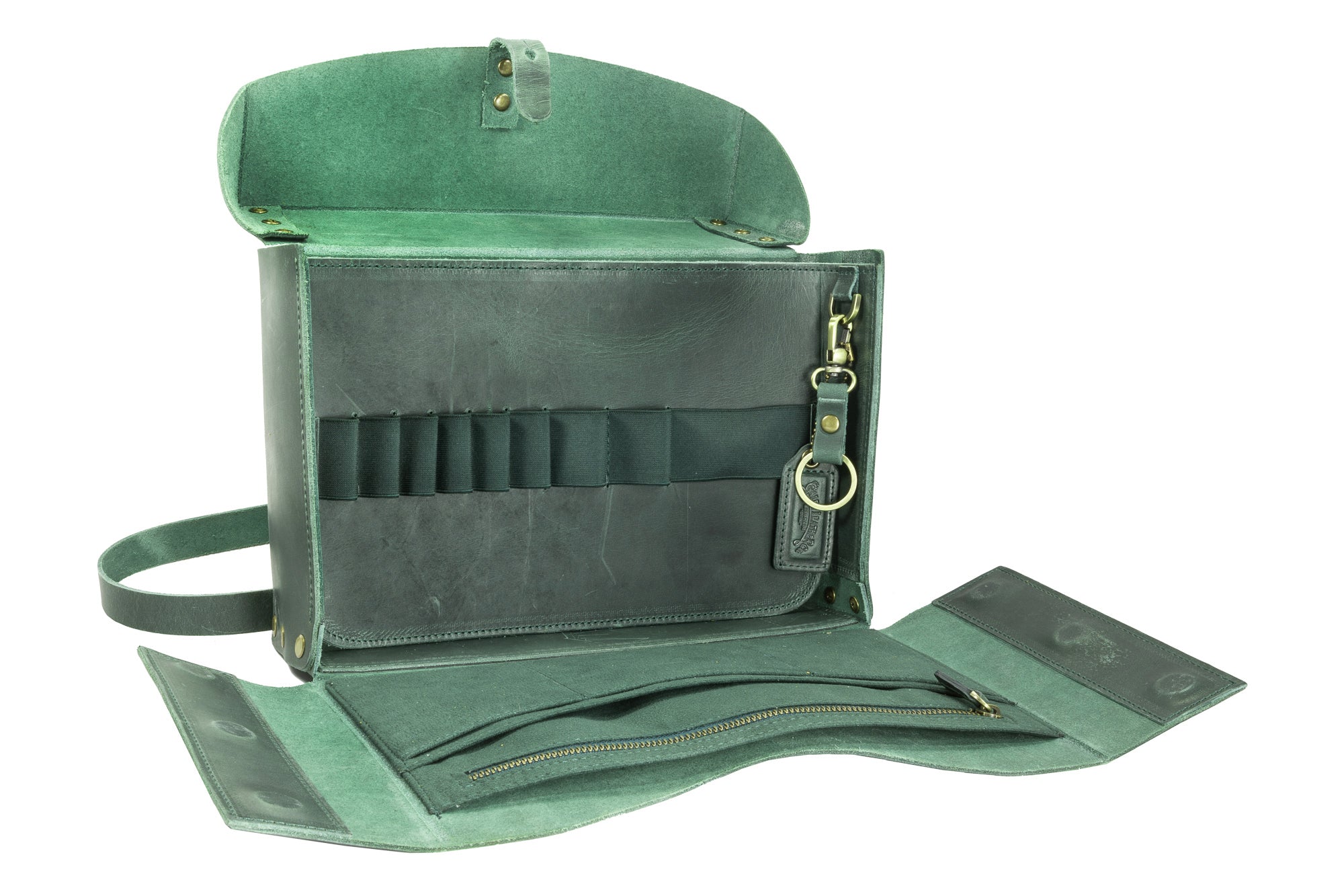 Galen Leather Writer's Medic Bag - Crazy Horse Forest Green