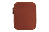 Galen Leather Zippered 10 Slot Pen Case - Brown