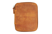 Galen Leather Zippered 10 Slot Pen Case - Crazy Horse Brown