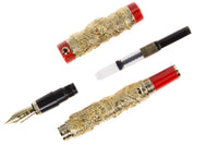 Jinhao 999 Dragon Fountain Pen - Gold/Red