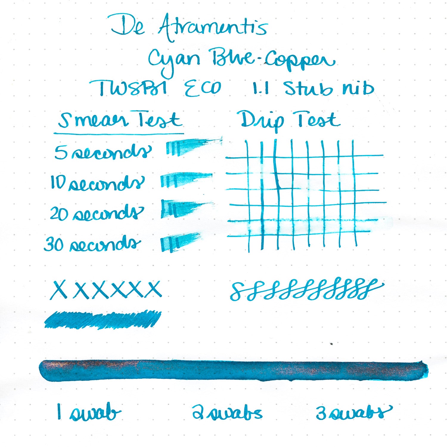 De Atramentis Pearlescent Cyan Blue-Copper fountain pen ink